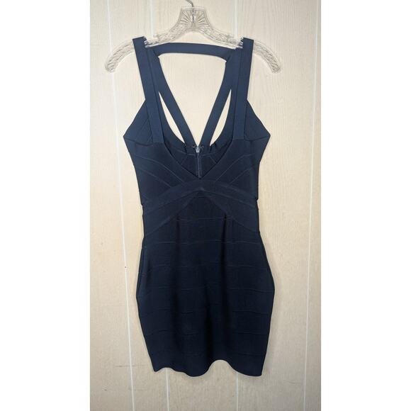 NWT Herve Leger navy blue sexy body con bandage cocktail dress size Medium - Picture 3 of 12